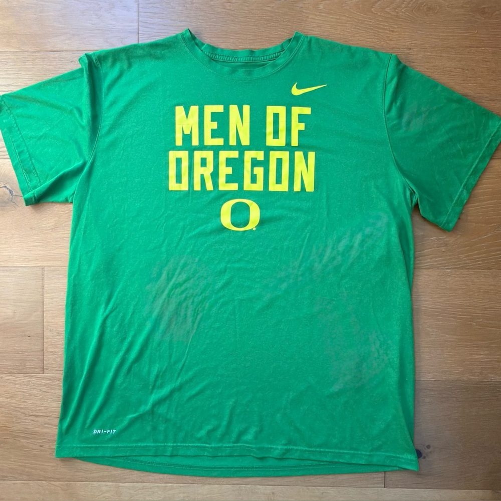 Nike Oregon Dri-Fit Tee Ducks Green Yellow University NCAA Big Ten Men's XXL EUC